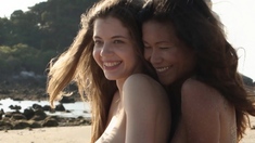 Big natural tits lesbian babes beach fun