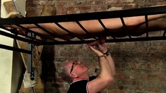 Clothes cutting and bondage gay Draining A Slave Boys Cock