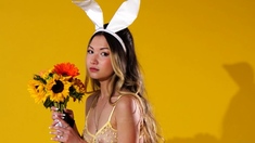 Asian teen girl exposes body for Playboy