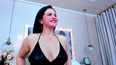 Big tits Latin MILF dp tpying herself on solo webcam show