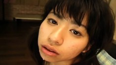 Petite schoolgirl with pigtails takes a dick to pleasure with her lips