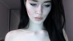 Cute curly brunette solo webcam masturbation