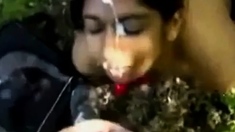 Indian girl gets a facial outdoors