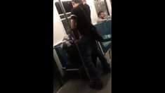 Asian twink get's BJ from older man in a subway