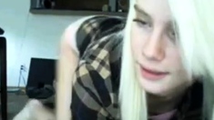 Slim blonde teen on cam