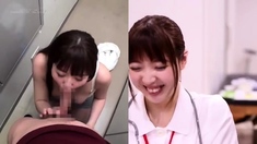 Naughty Japanese teen in school uniform sucks cock