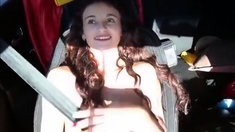 Russian girl goes naked in the car