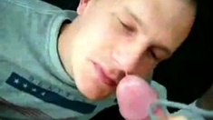 Webcam of Mate JP Eating My Cum